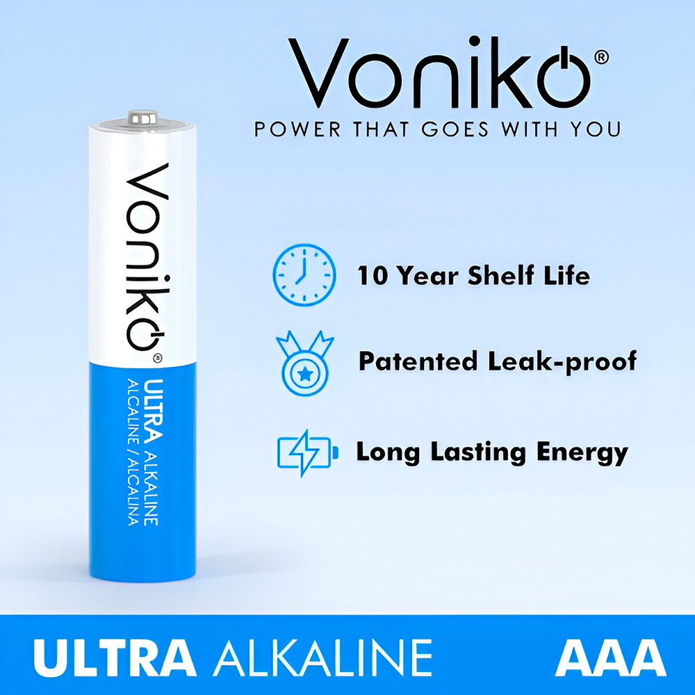 Baterías Alcalinas Premium Voniko AAA - Triple A 1.5V 1300mAh - Imagen 3