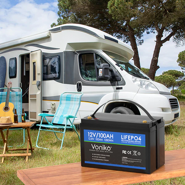 Batería de litio Voniko LiFePO4 de 12 V y 100 Ah: BMS integrado de 20 A - Imagen 2