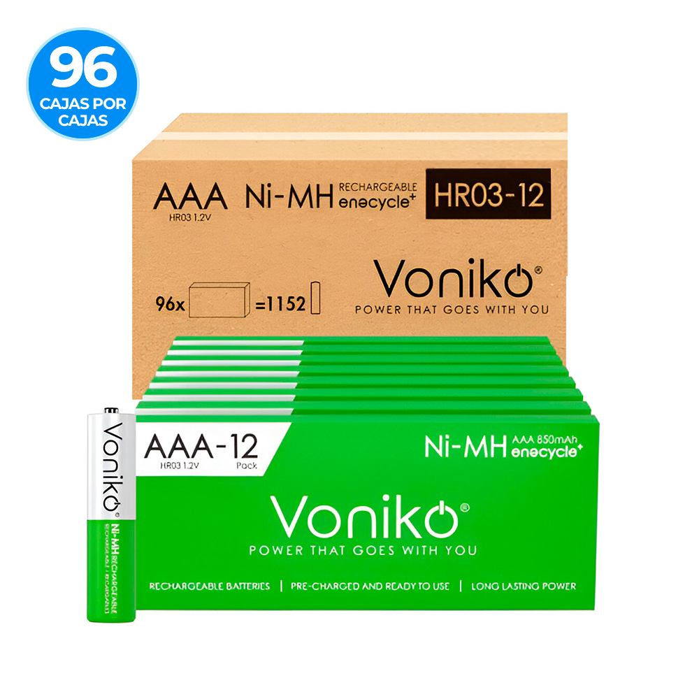 Baterías Voniko NiMH AAA - HR03 1.2V 850mAh (Recargables) - Imagen 6
